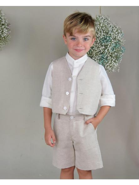 Conjunto de niño ceremonia y arras AMAYA de lino con fajín 533286