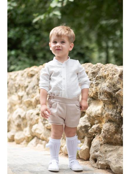 Conjunto de ceremonia niño NEKENIA de peto 2521500-2521110 beige