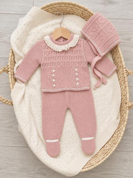 Conjunto de primera puesta bebé Glory 29105 rosa maquillaje de 3 piezas [0]