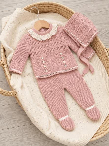 Conjunto de primera puesta bebé Glory 29105 rosa maquillaje de 3 piezas [1]