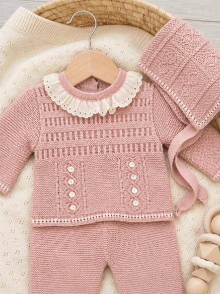 Conjunto de primera puesta bebé Glory 29105 rosa maquillaje de 3 piezas [2]