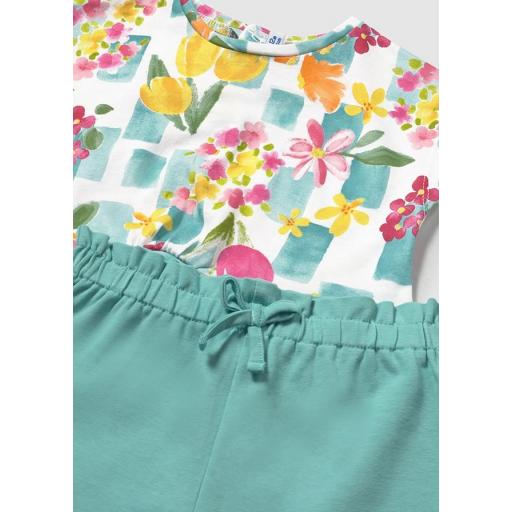 Conjunto playero dos camisetas bebe niña MAYORAL "flores" 1232 turquesa [3]