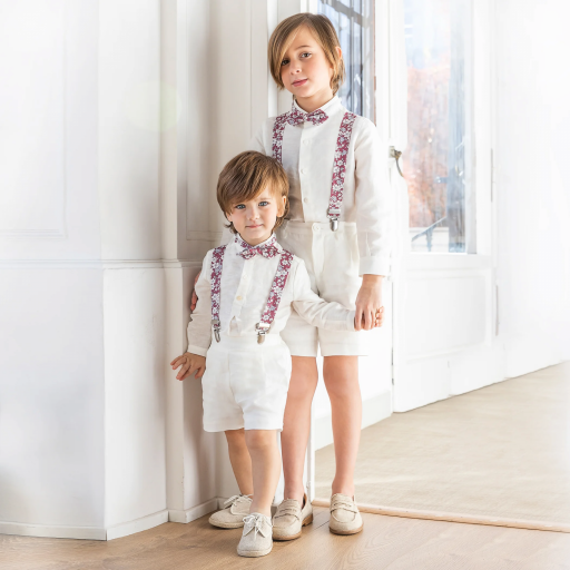 Conjunto de niño y bebe ceremonia y arras AMAYA de lino 533300 flores