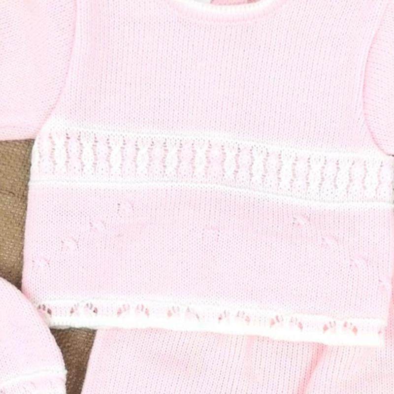 Conjunto punto primera puesta bebé niña rosa