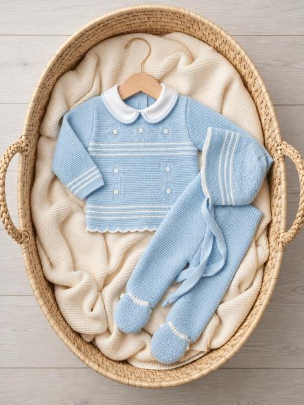 Conjunto de primera puesta bebé Glory 29103 celeste de 3 piezas [0]