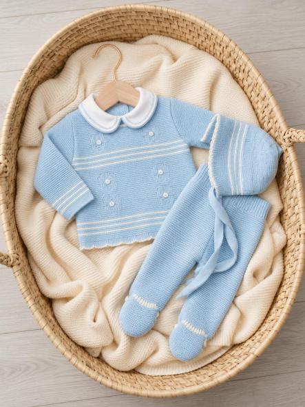 Conjunto de primera puesta bebé Glory 29103 celeste de 3 piezas [2]