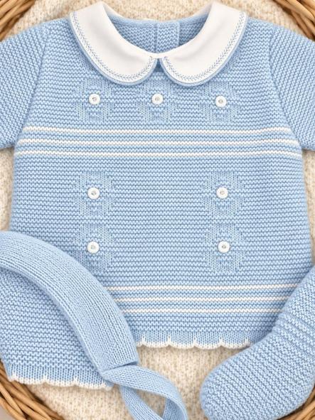 Conjunto de primera puesta bebé Glory 29103 celeste de 3 piezas [3]
