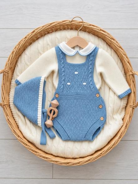 Conjunto de primera puesta bebé Glory 29107 azul azafata con peto ranita [0]