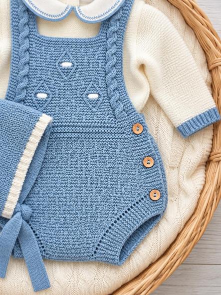 Conjunto de primera puesta bebé Glory 29107 azul azafata con peto ranita [7]