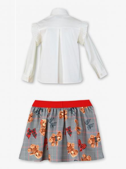 Conjunto niña blusa blanca y falda de osos Miranda 040-0252-C [2]