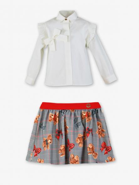 Conjunto niña blusa blanca y falda de osos Miranda 040-0252-C [1]