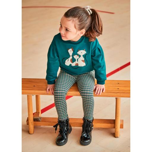 Conjunto de niña leggings MAYORAL "gatitos" verde 14-04712-071 [1]