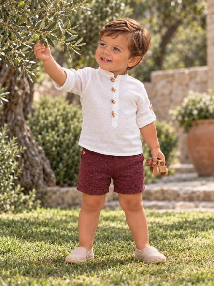 Conjunto de Ceremonia Bebé y Niño Nekenia · Camisa Blanca y Pantalón Granate [2]