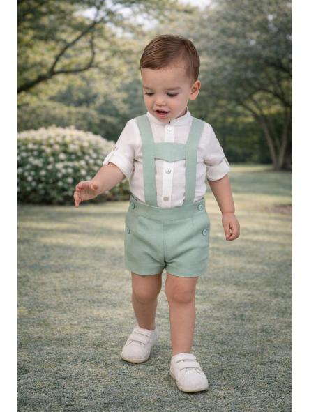 Conjunto de ceremonia bebe niño NEKENIA de peto 2521501-2521109 verde agua