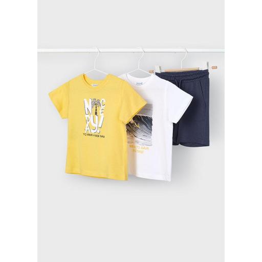 Conjunto algodón dos camiseta niño MAYORAL "nice day" 3608 amarillo