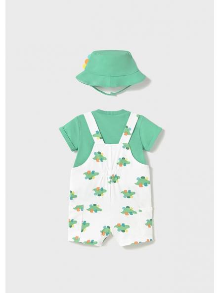 Conjunto peto corto, camiseta y gorrito MAYORAL newborn estampado 1624 [1]