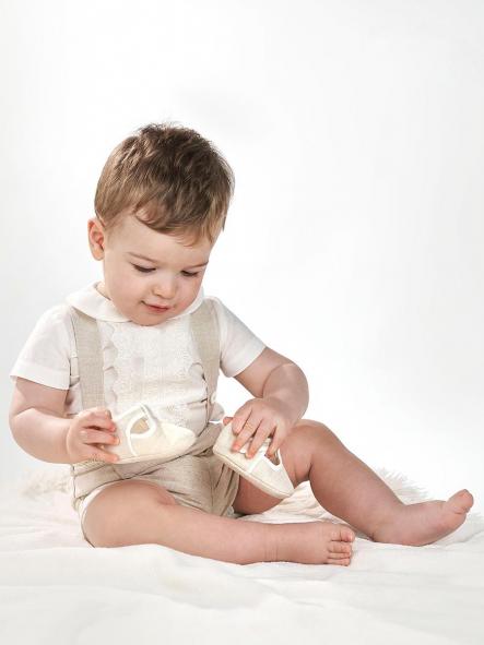 Conjunto peto bautizo bebe niño AMAYA little linen [0]