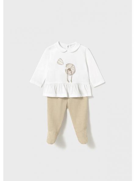 Conjunto primera puesta niña MAYORAL newborn beige 1586