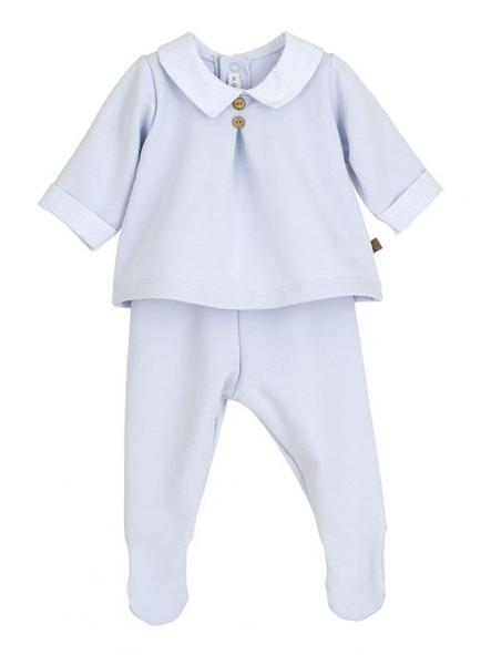 Conjunto de primera puesta niño CALAMARO de polaina de algodón celeste 11171