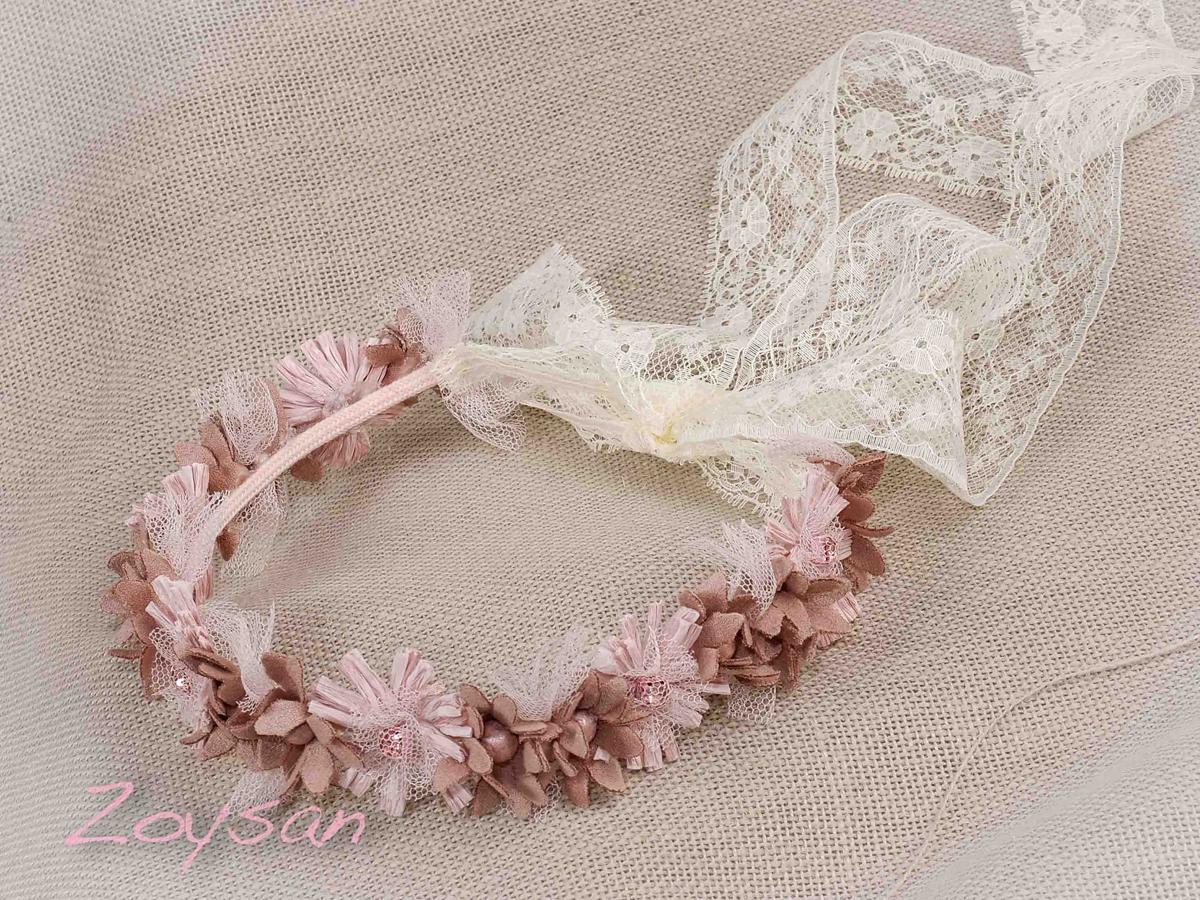 Corona flores para Comunión y Ceremonia ZOYSAN rosa 20352