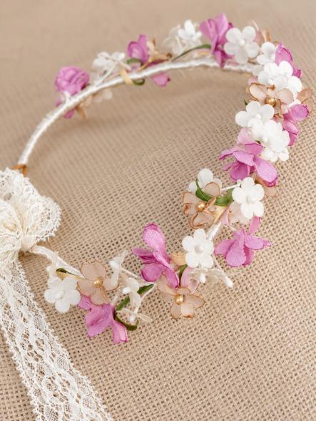 Corona flores para Comunión y Ceremonia ZOYSAN malva 20365
