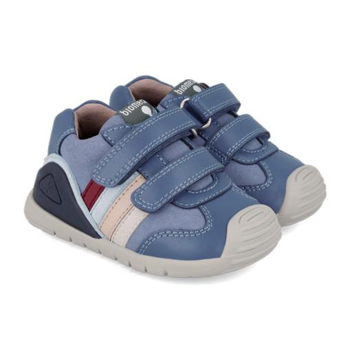 Deportiva para bebe niño de BIOMECANICS piel azul bandas [0]