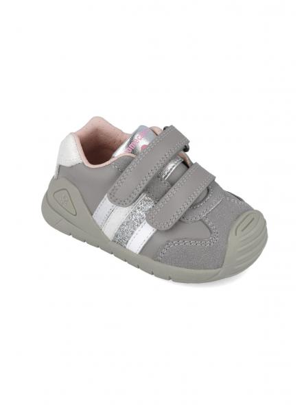 Deportiva para bebe unisex de BIOMECANICS piel gris bandas [2]