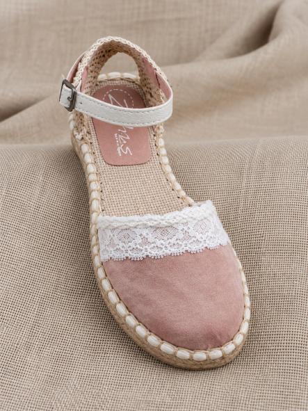 Esparteñas de comunión y ceremonia Zoysan VVN01 en velour rosa maquillaje [4]