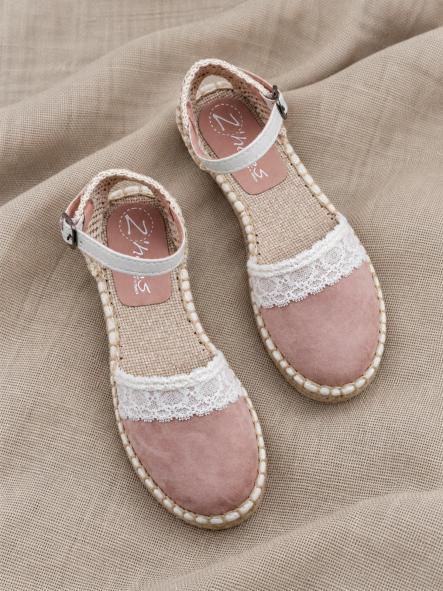 Esparteñas de comunión y ceremonia Zoysan VVN01 en velour rosa maquillaje [7]