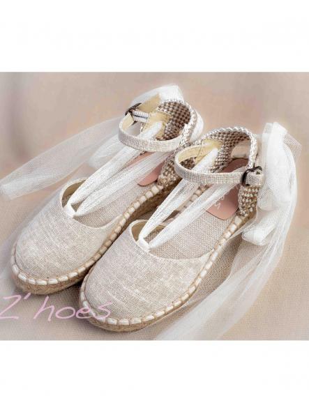 Zapato de Comunión crudo ZOYSAN esparteña lona con brillantina [1]