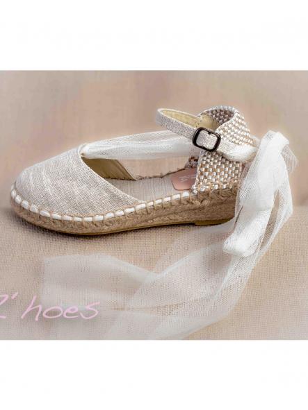 Zapato de Comunión crudo ZOYSAN esparteña lona con brillantina [2]