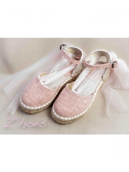 Zapato de Comunión rosa ZOYSAN esparteña lona con brillantina [1]