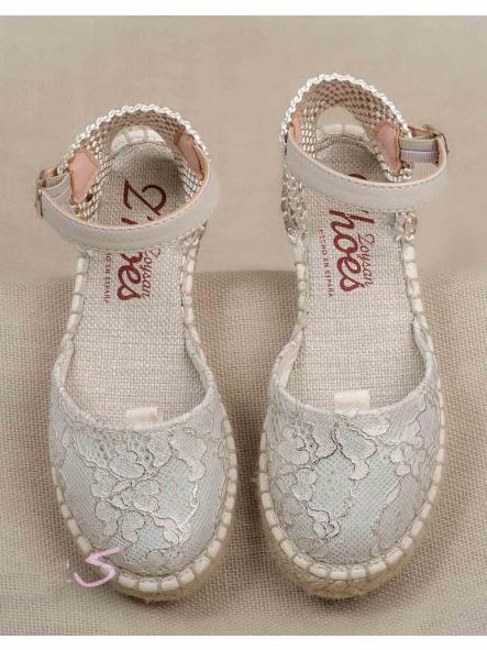 Zapato de Comunión verde agua ZOYSAN esparteña labrada