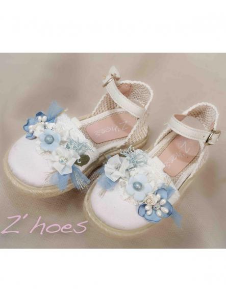Esparteña niña infantil ZOYSAN velour con flor en azul [1]