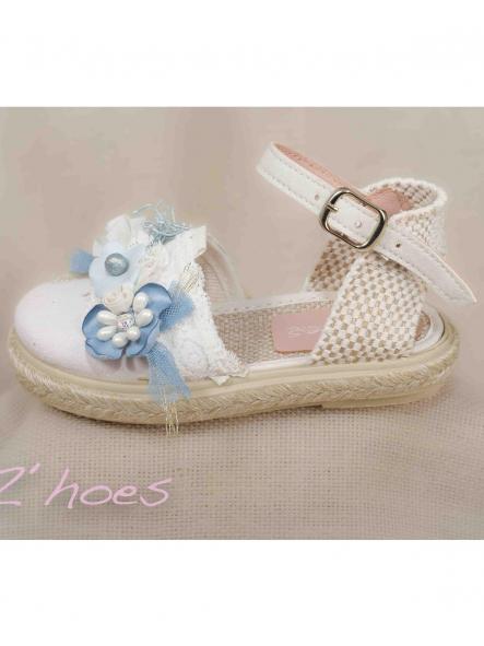 Esparteña niña infantil ZOYSAN velour con flor en azul [2]