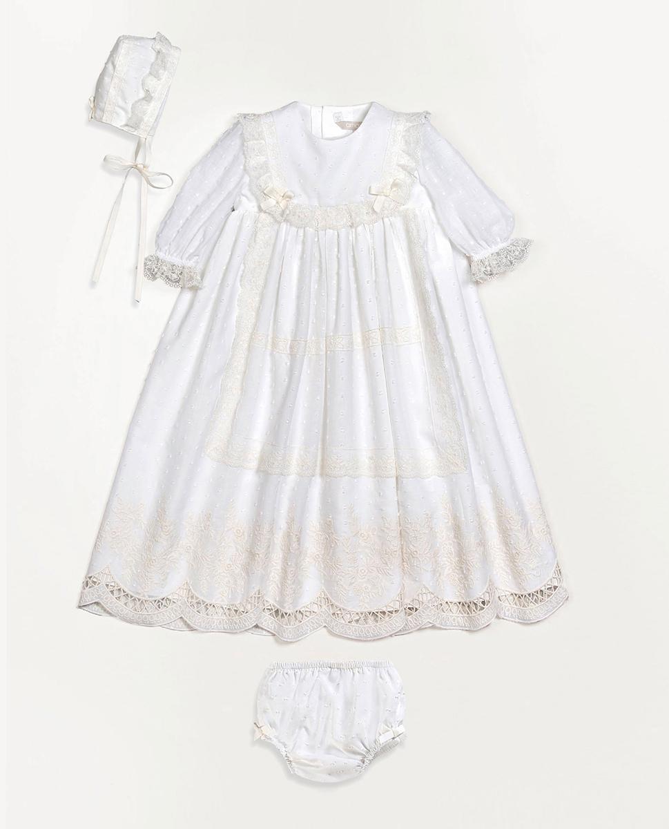 Faldón de bautizo bebe AMAYA plumeti Romantic Roses