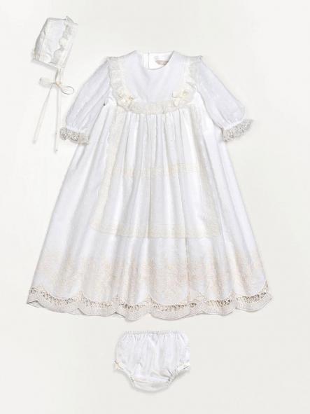 Faldón de bautizo bebe AMAYA plumeti Romantic Roses