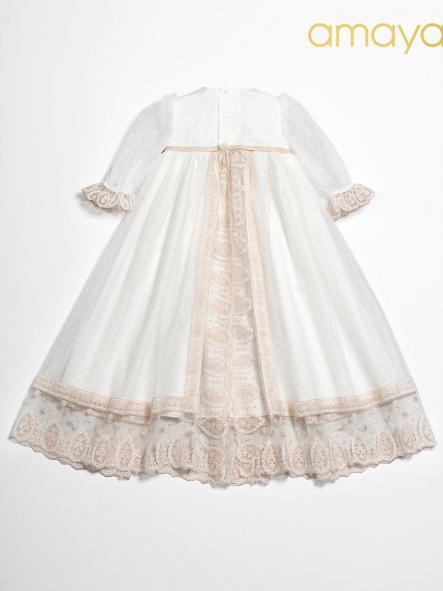 Faldón de bautizo bebe AMAYA tul bordaddo huve [3]