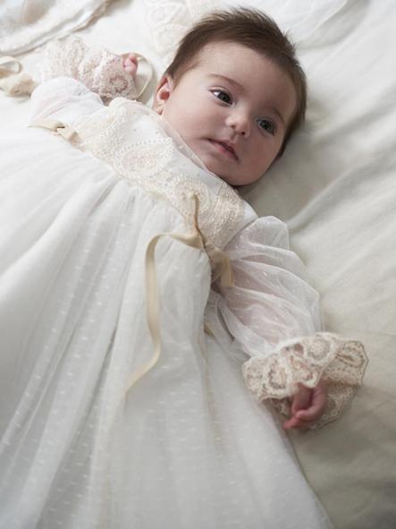 Faldón de bautizo bebe AMAYA tul bordaddo huve [0]