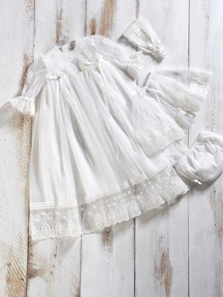 Faldón de bautizo bebe AMAYA tul bordaddo huve [6]