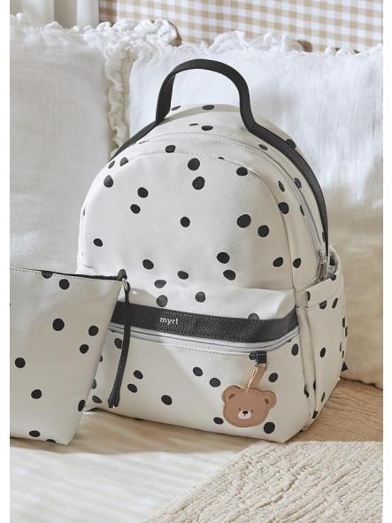 Mochila de bebe MAYORAL estampada topos negros 19282