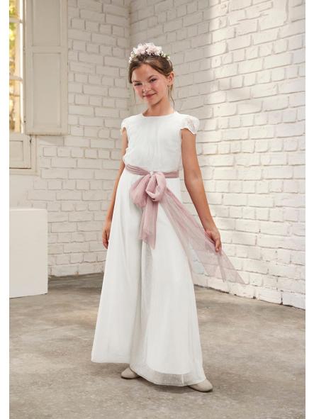 Mono de Comunión y Ceremonia AMAYA 2026 modelo 636045 crudo-rosa