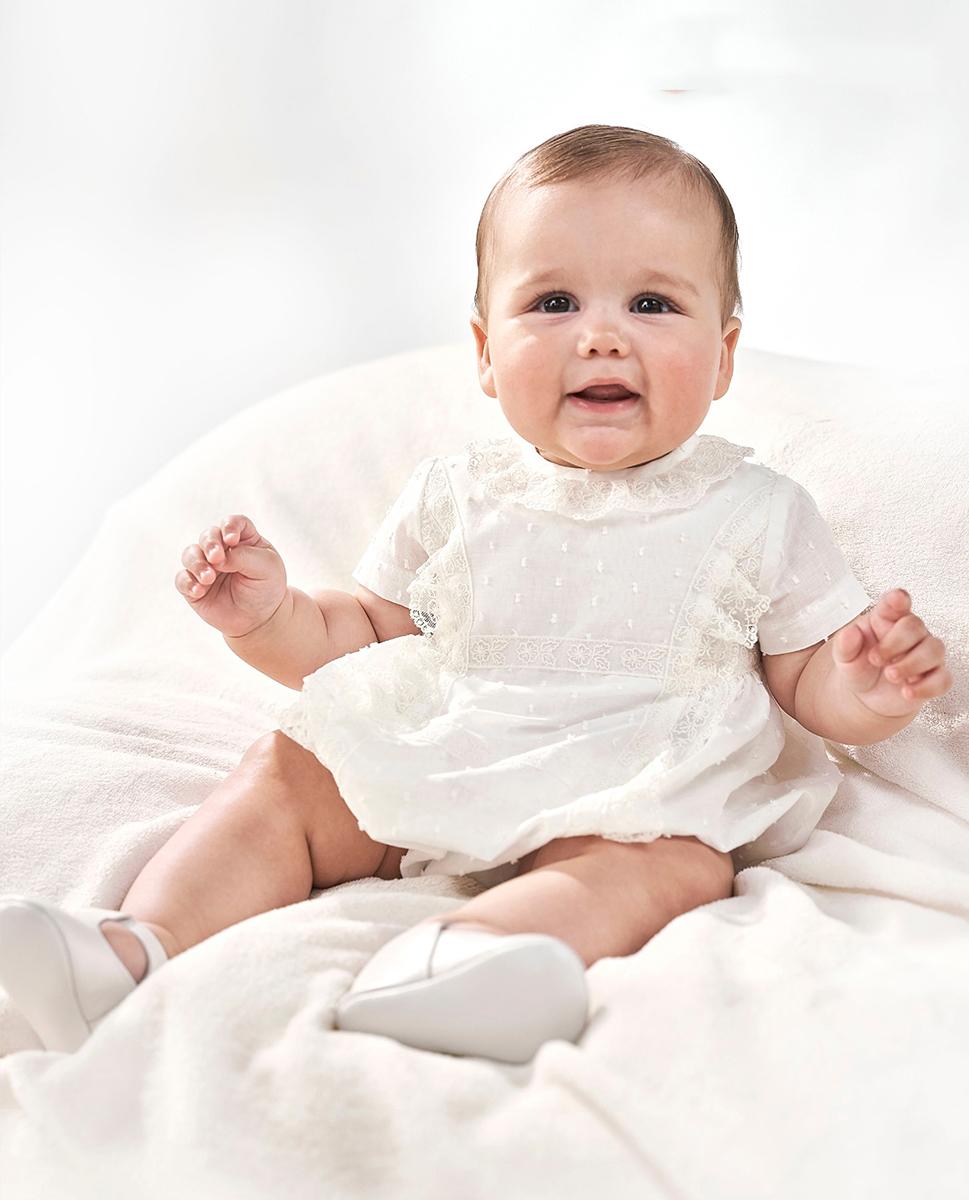 Pelele de bautizo bebe AMAYA organza romantic roses