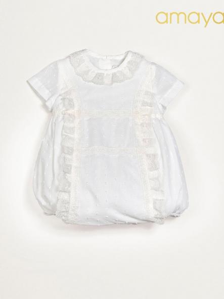 Pelele de bautizo bebe AMAYA organza romantic roses [2]