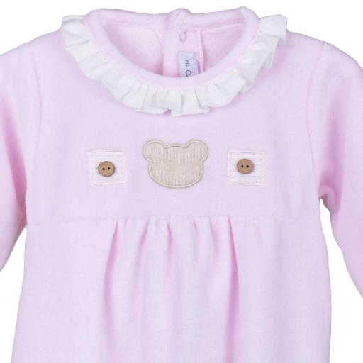 Pijama terciopelo recien nacida niña CALAMARO osito rosa [1]