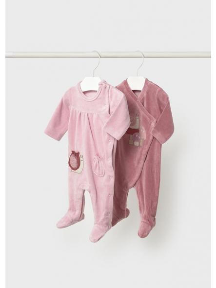 Set de dos pijamas bebe niña MAYORAL newborn terciopelo orquidea 2706