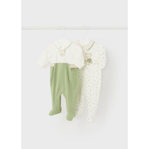 Set de dos pijamas largos algodón bebe niño MAYORAL newborn eucalipto 1725