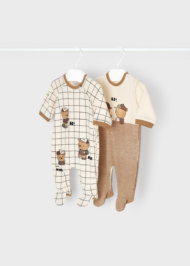 Set de dos pijamas algodón bebe unisex MAYORAL "ositos y cuadros"