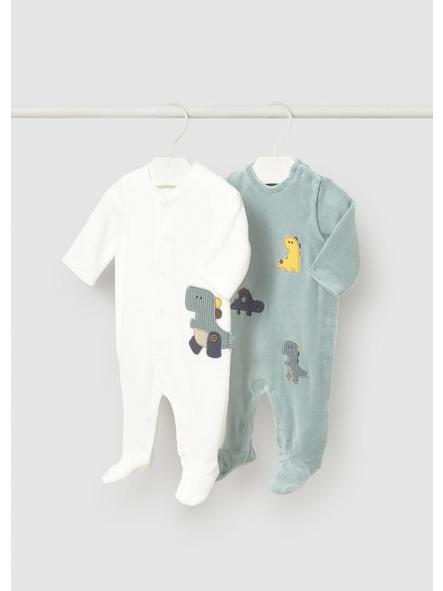 Set de dos pijamas bebe unisex MAYORAL newborn terciopelo dinos 2719 [0]