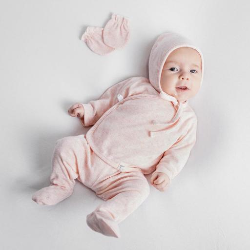 Set de nacimiento primera puesta CALAMARO algodón jaspeado rosa [0]